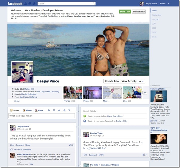 How to Get the New Facebook Timeline and Two Column Homepage instructions new timeline screen