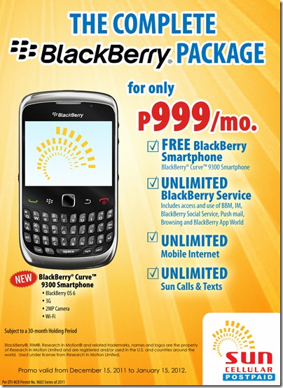 SUN CELLULAR Blackberry Mini Flyer front