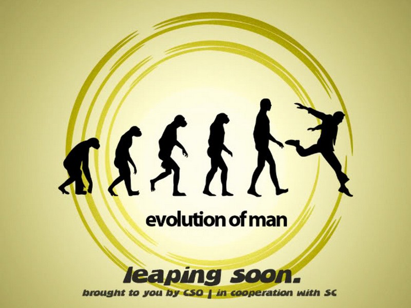 evolution of man leaping soon