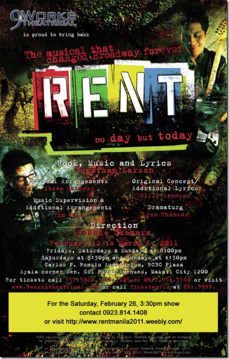 Rent the Musical Theater Play 3rd Run in Manila Philippines